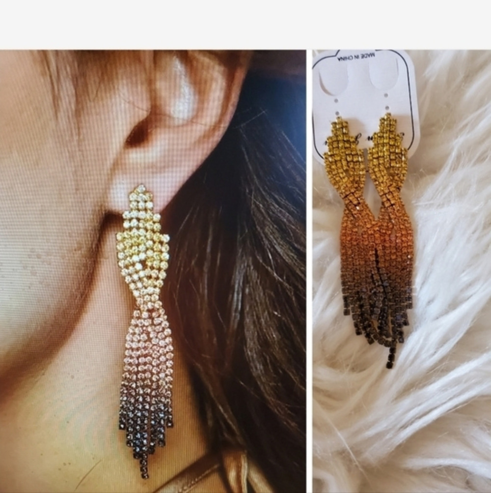 Nasty Gal Ombre Tones Rhinestone Earrings NWT